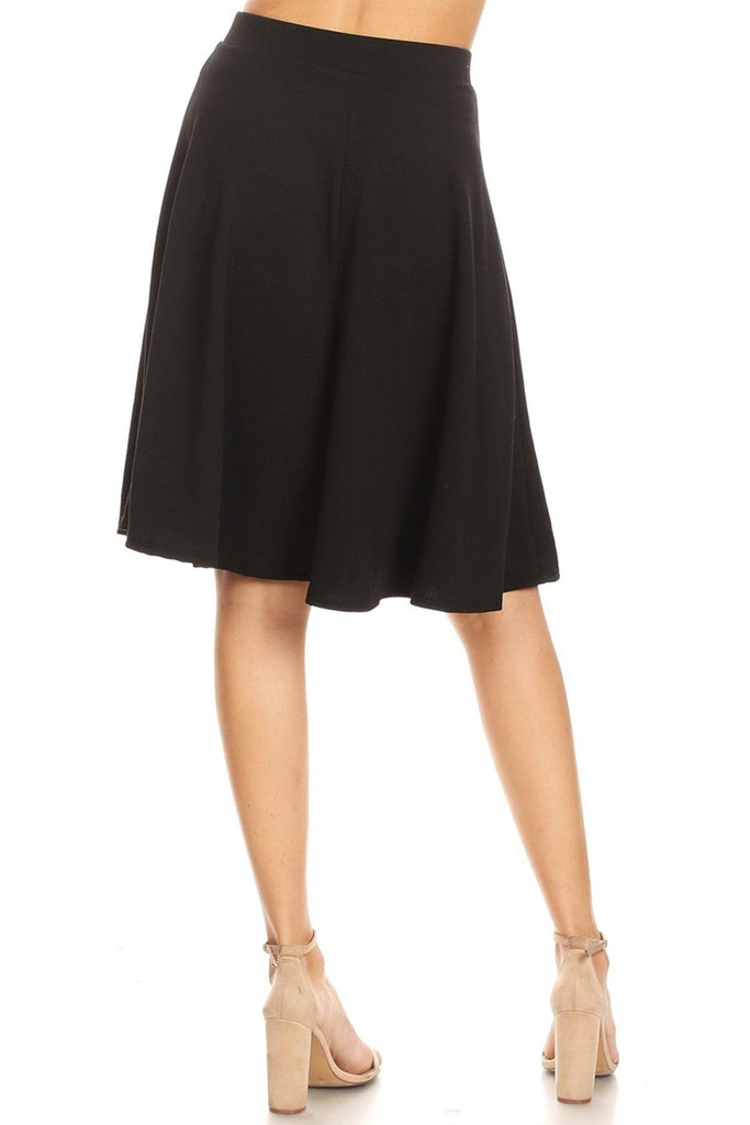 Women's High Waist Basic Stretchy Casual Solid A-Line Midi Skirts FashionJOA