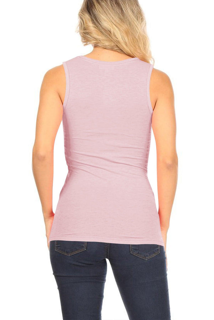 Women's Lightweight Casual Sleeveless Scoop Neck Solid Basic Camisole Tank Top FashionJOA