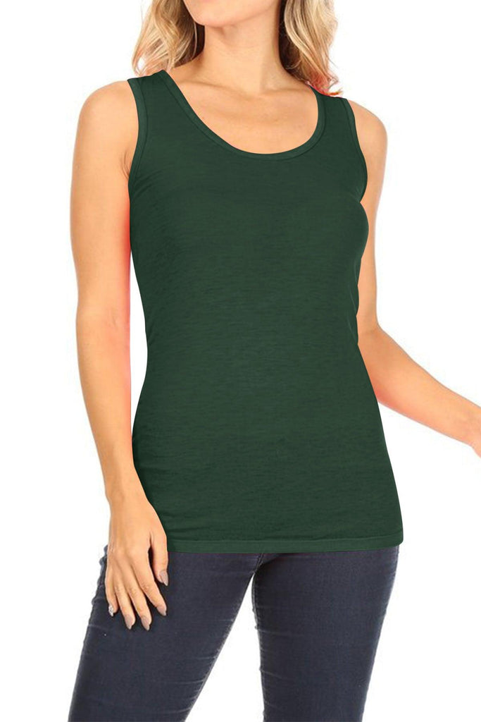 Women's Lightweight Casual Sleeveless Scoop Neck Solid Basic Camisole Tank Top FashionJOA