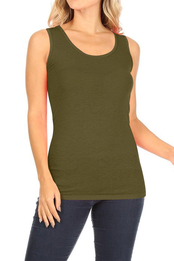 Women's Lightweight Casual Sleeveless Scoop Neck Solid Basic Camisole Tank Top FashionJOA