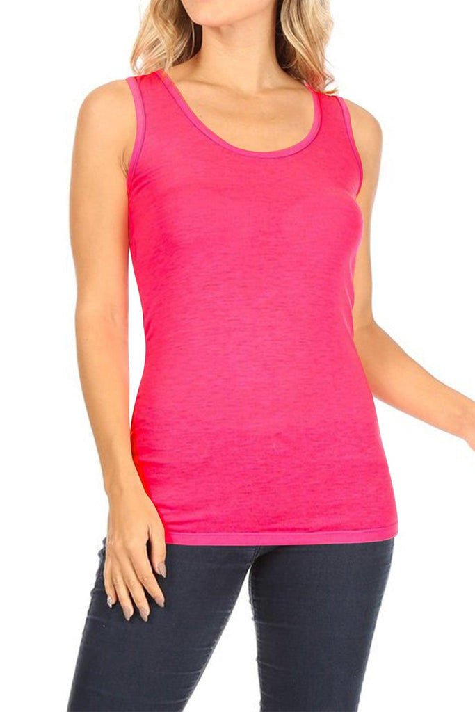 Women's Lightweight Casual Sleeveless Scoop Neck Solid Basic Camisole Tank Top FashionJOA