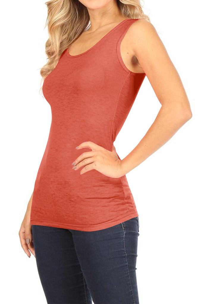 Women's Lightweight Casual Sleeveless Scoop Neck Solid Basic Camisole Tank Top FashionJOA