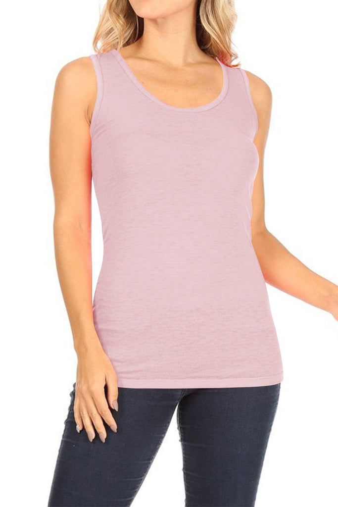 Women's Lightweight Casual Sleeveless Scoop Neck Solid Basic Camisole Tank Top FashionJOA