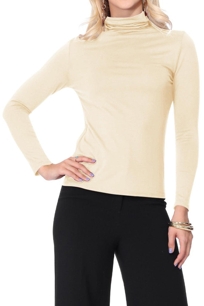 Women's Lightweight Soft Long Sleeve Solid Mock Neck Sweater Turtleneck S-3XL FashionJOA