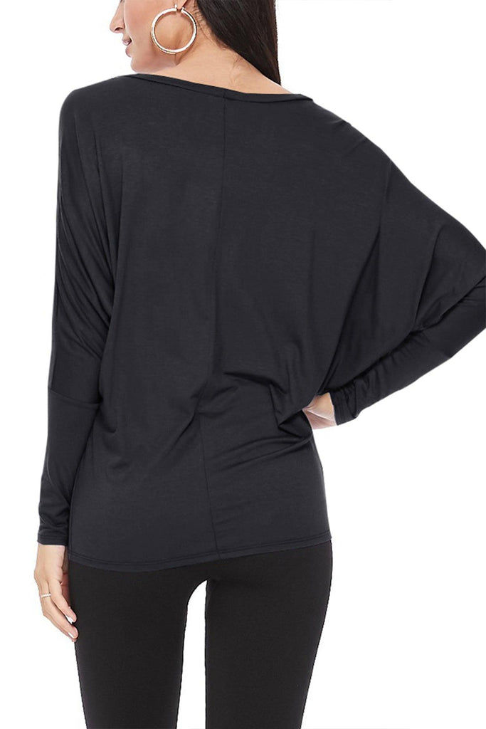 Women's Lightweight Solid Stretch Loose Fit Long Sleeve Dolman Tunic Top (Pack of 2) FashionJOA