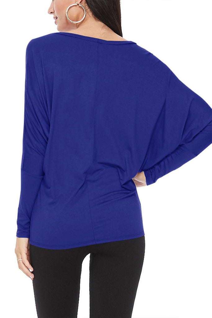 Women's Lightweight Solid Stretch Loose Fit Long Sleeve Dolman Tunic Top (Pack of 2) FashionJOA