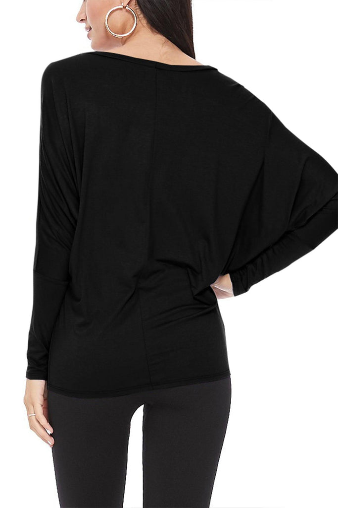 Women's Lightweight Solid Stretch Loose Fit Long Sleeve Dolman Tunic Top (Pack of 2) FashionJOA