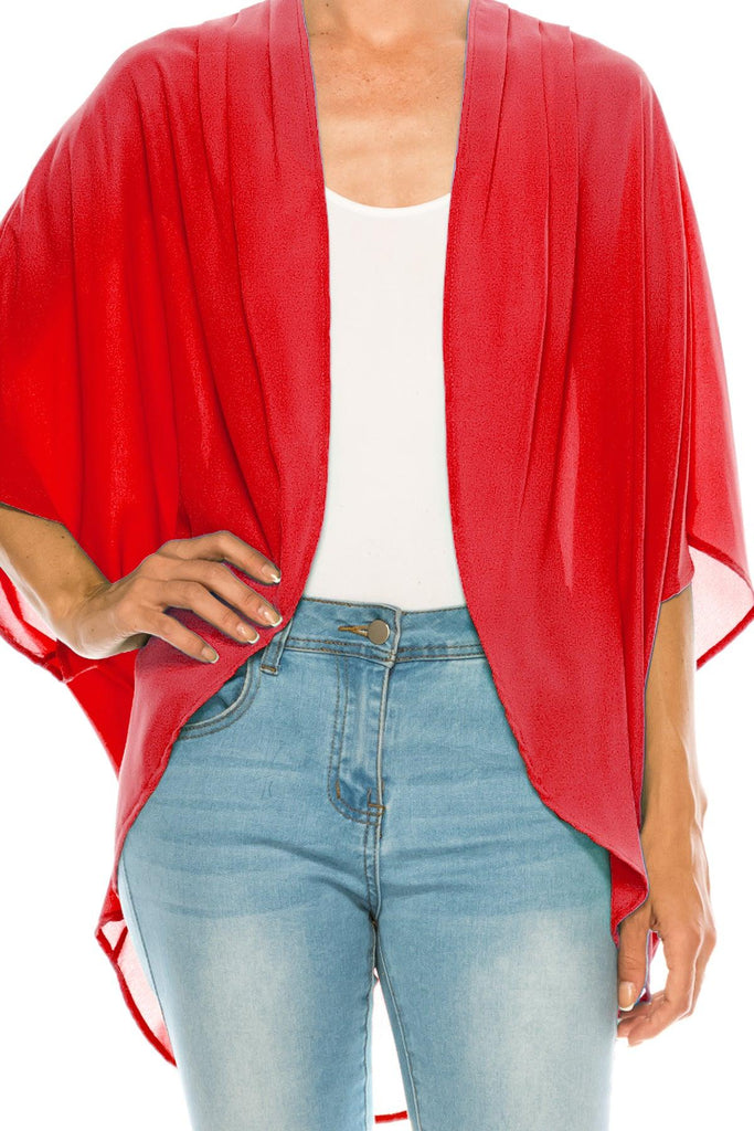 Women's Loose Fit 3/4 Sleeves Kimono Style Cover Up Solid Cardigan FashionJOA