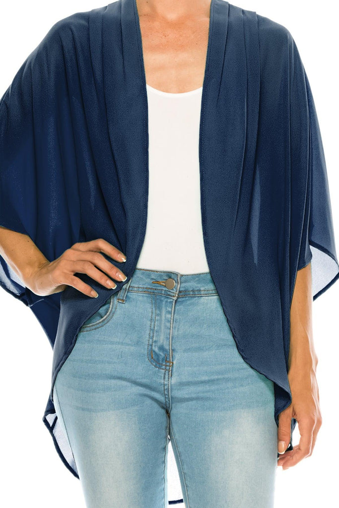 Women's Loose Fit 3/4 Sleeves Kimono Style Cover Up Solid Cardigan FashionJOA