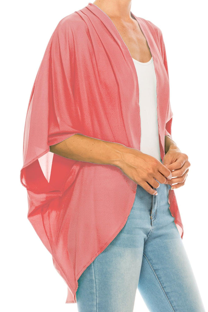 Women's Loose Fit 3/4 Sleeves Kimono Style Cover Up Solid Cardigan FashionJOA