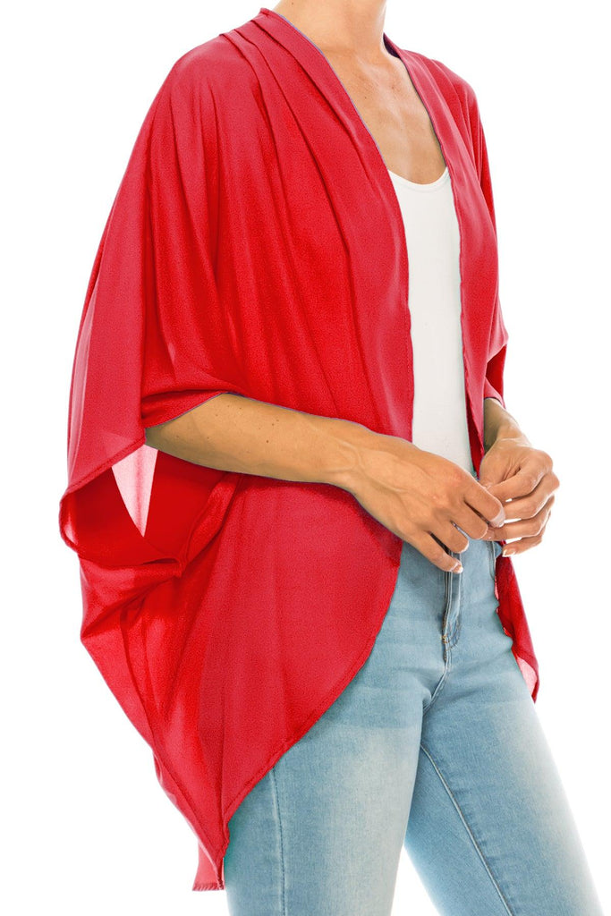 Women's Loose Fit 3/4 Sleeves Kimono Style Cover Up Solid Cardigan FashionJOA