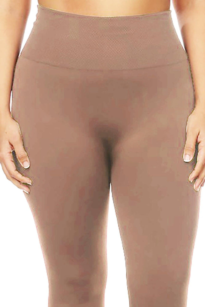 Women's Plus Size Banded Waist Full length Leggings with Fleece Lining Pack of 2 FashionJOA