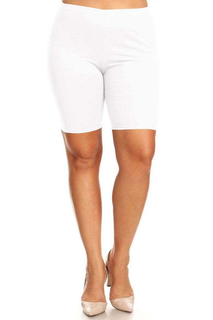 Women's Plus Size Casual Basic Solid Biker Shorts Pants FashionJOA
