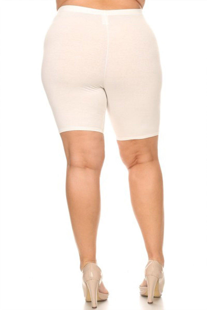 Women's Plus Size Casual Basic Solid Biker Shorts Pants FashionJOA