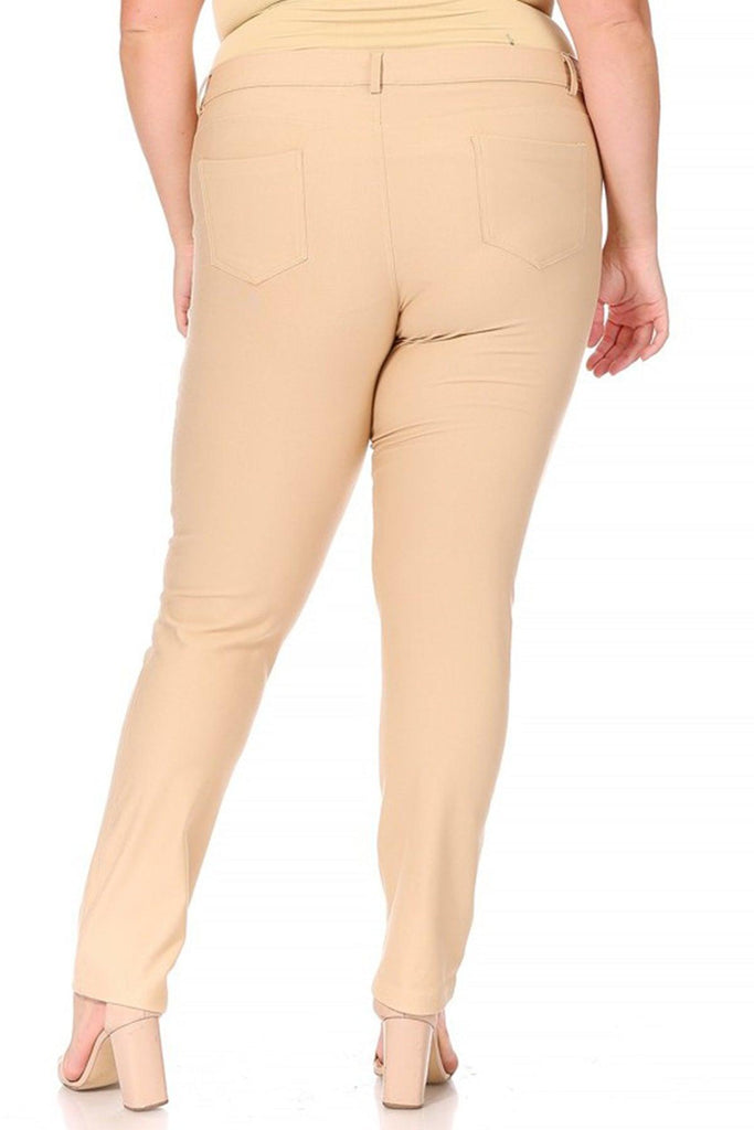 Women's Plus Size Casual Comfy Slim Pocket Jeans with Button FashionJOA