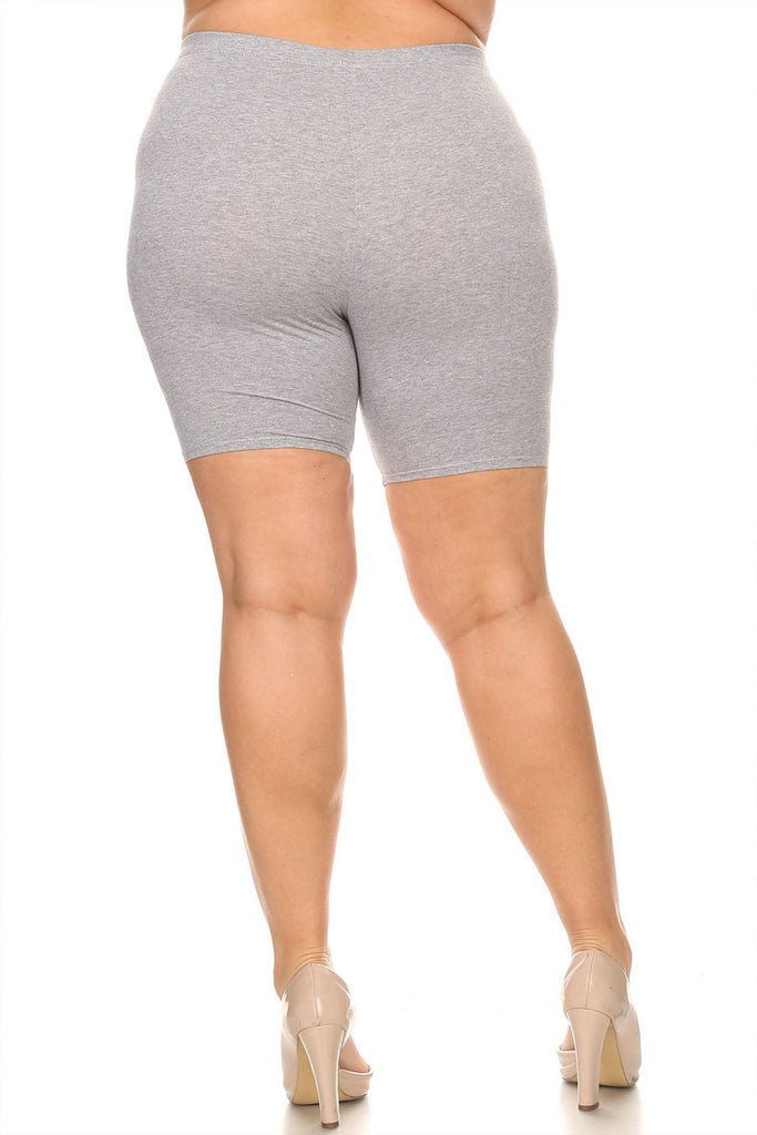 Women's Plus Size Casual Comfy Workout Yoga Basic Solid Biker Shorts Pants FashionJOA