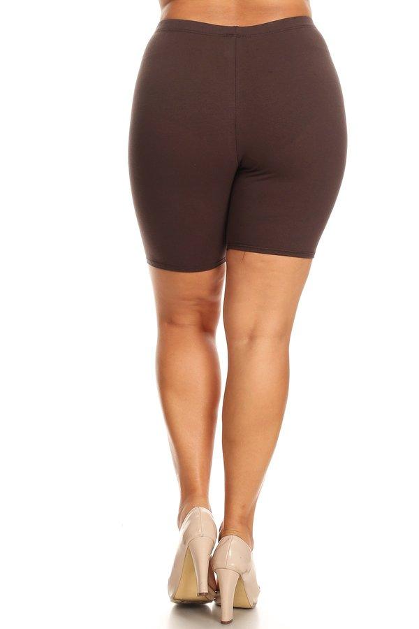 Women's Plus Size Casual Comfy Workout Yoga Basic Solid Biker Shorts Pants FashionJOA