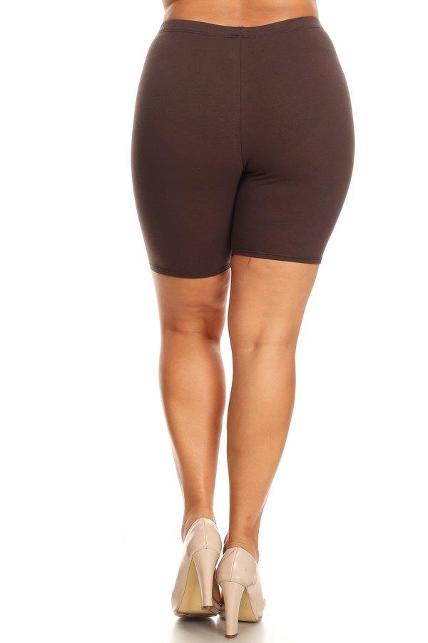 Women's Plus Size Casual Comfy Workout Yoga Basic Solid Biker Shorts Pants FashionJOA