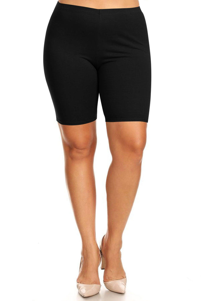 Women's Plus Size Casual Comfy Workout Yoga Basic Solid Biker Shorts Pants FashionJOA