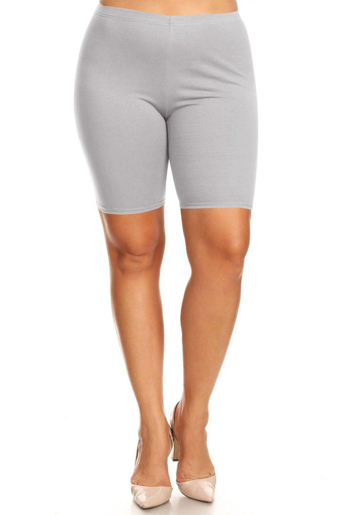 Women's Plus Size Casual Comfy Workout Yoga Basic Solid Biker Shorts Pants FashionJOA