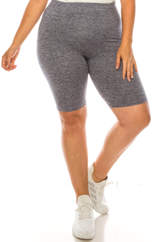 Women's Plus Size Casual Comfy Workout Yoga Basic Solid Biker Shorts Pants FashionJOA