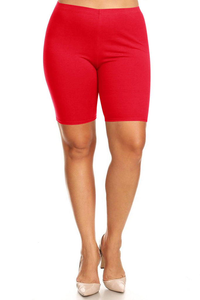 Women's Plus Size Casual Comfy Workout Yoga Basic Solid Biker Shorts Pants FashionJOA