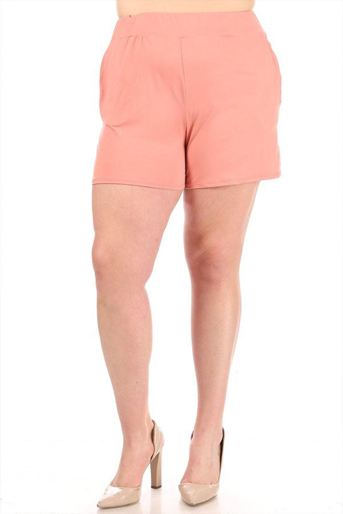 Women's Plus Size Casual Elastic High Waist Basic Short Pants FashionJOA