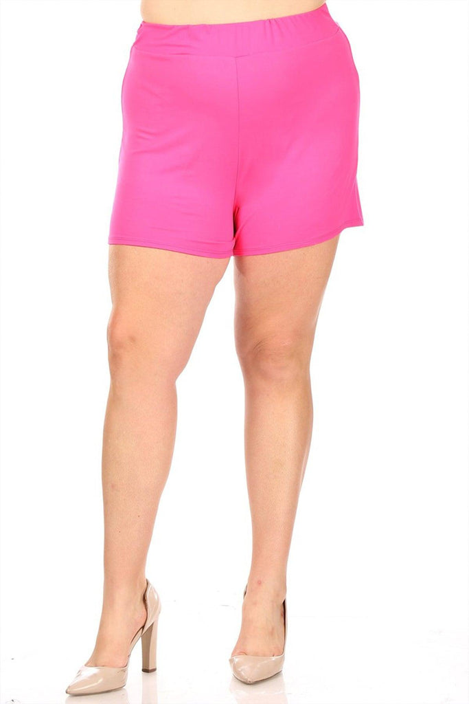 Women's Plus Size Casual Elastic High Waist Basic Short Pants FashionJOA