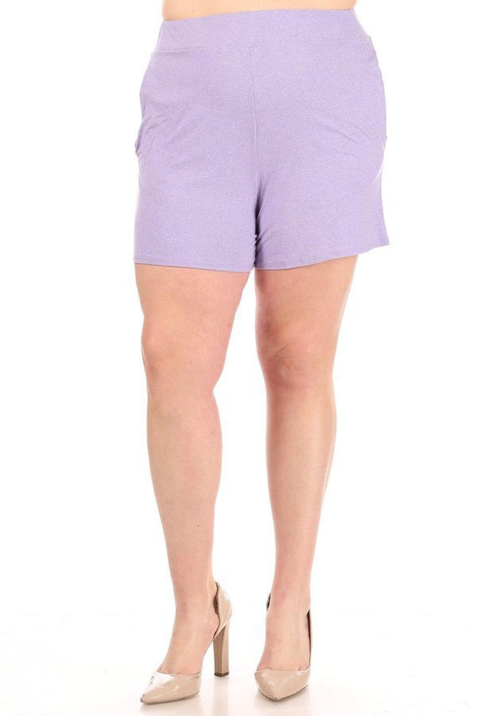 Women's Plus Size Casual Elastic High Waist Basic Short Pants FashionJOA