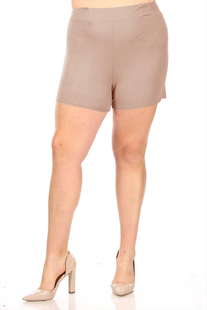 Women's Plus Size Casual Elastic High Waist Basic Short Pants FashionJOA