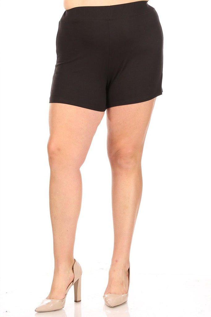 Women's Plus Size Casual Elastic High Waist Basic Short Pants FashionJOA