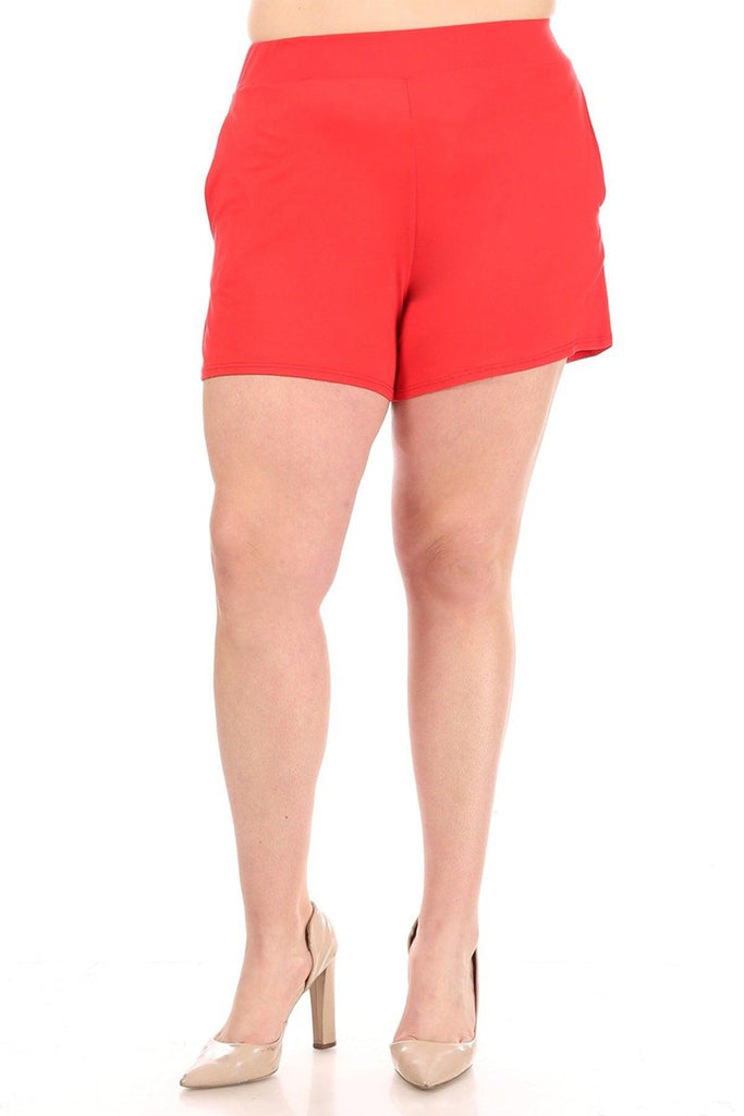 Women's Plus Size Casual Elastic High Waist Basic Short Pants FashionJOA