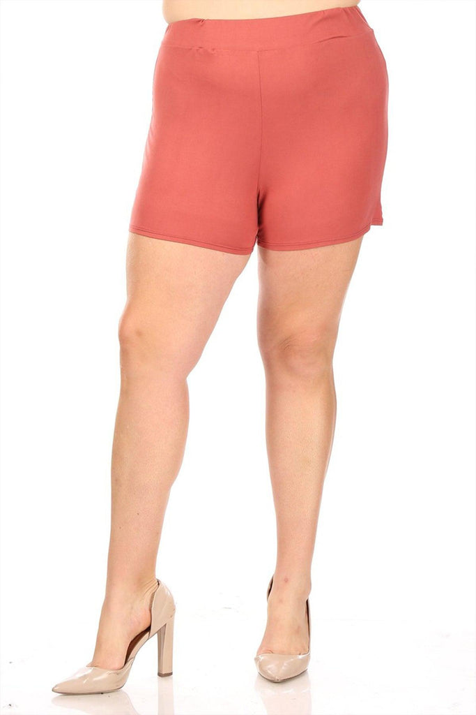 Women's Plus Size Casual Elastic High Waist Basic Short Pants FashionJOA