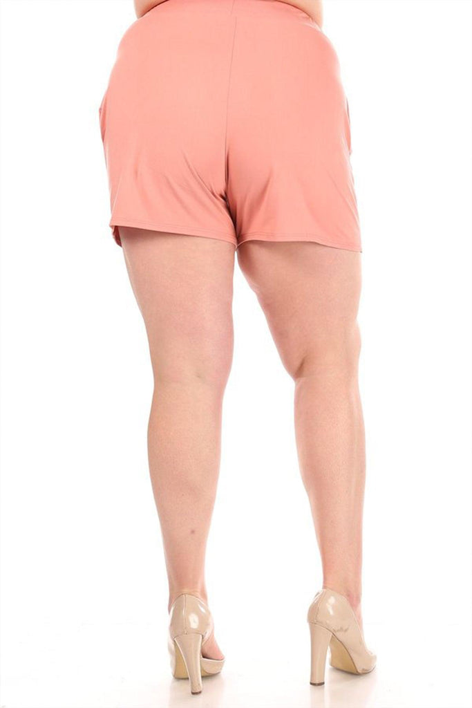 Women's Plus Size Casual Elastic High Waist Basic Short Pants FashionJOA