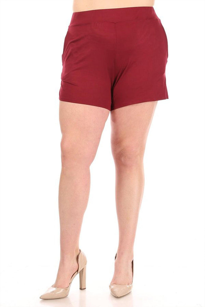 Women's Plus Size Casual Elastic High Waist Basic Short Pants FashionJOA