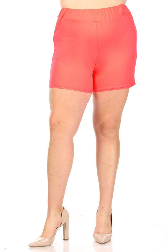 Women's Plus Size Casual Elastic High Waist Basic Short Pants FashionJOA