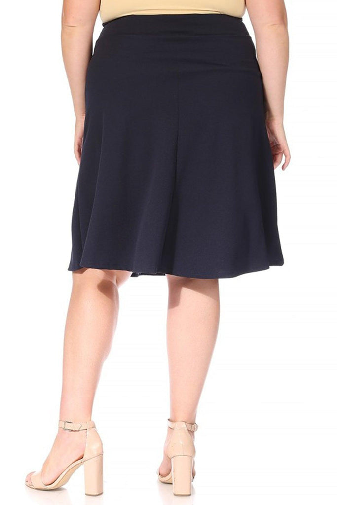 Women's Plus Size Casual High Waist Bow Tie Belted A Line Midi Knee Length Skirts FashionJOA