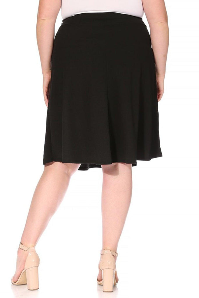 Women's Plus Size Casual High Waist Bow Tie Belted A Line Midi Knee Length Skirts FashionJOA