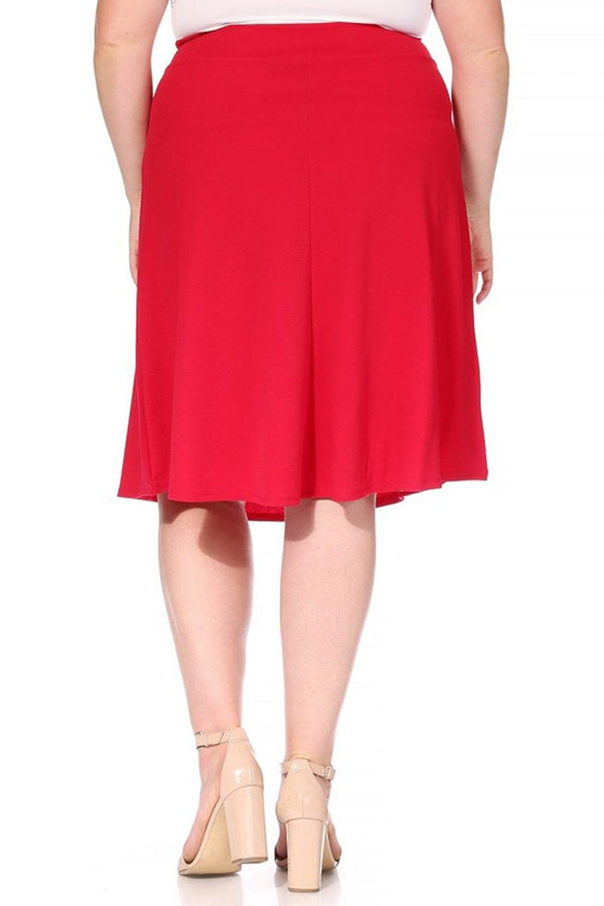 Women's Plus Size Casual High Waist Bow Tie Belted A Line Midi Knee Length Skirts FashionJOA