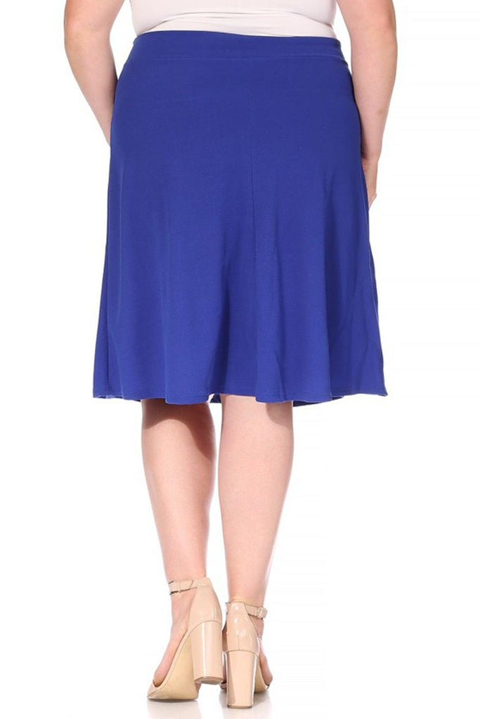 Women's Plus Size Casual High Waist Bow Tie Belted A Line Midi Knee Length Skirts FashionJOA