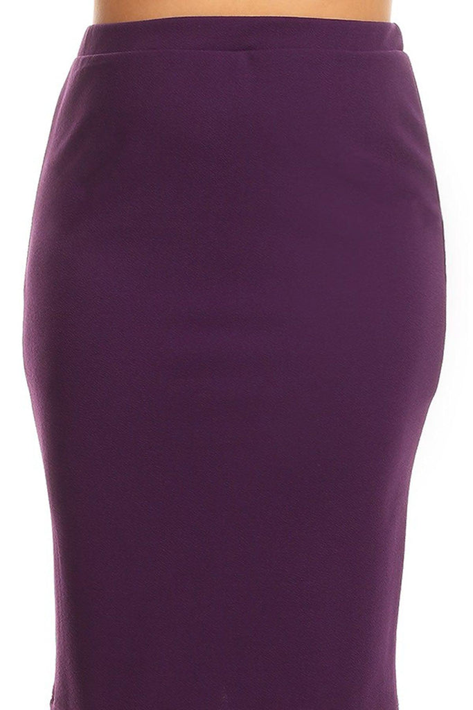 Women's Plus Size Casual High Waist Stretch Pull On Bodycon Pencil Midi Skirt FashionJOA