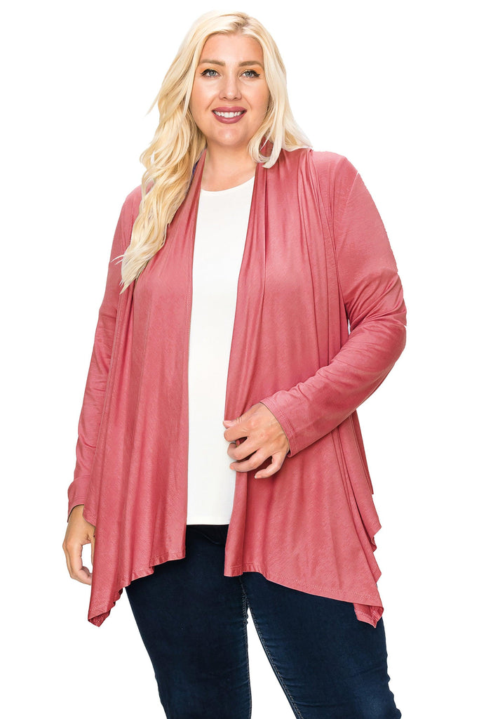 Women's Plus Size Casual Long Sleeve Drape Open Front Cardigan FashionJOA