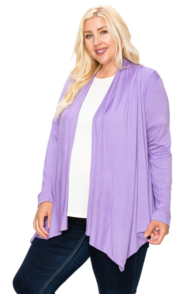 Women's Plus Size Casual Long Sleeve Drape Open Front Cardigan FashionJOA