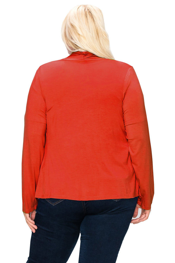 Women's Plus Size Casual Long Sleeve Drape Open Front Cardigan FashionJOA