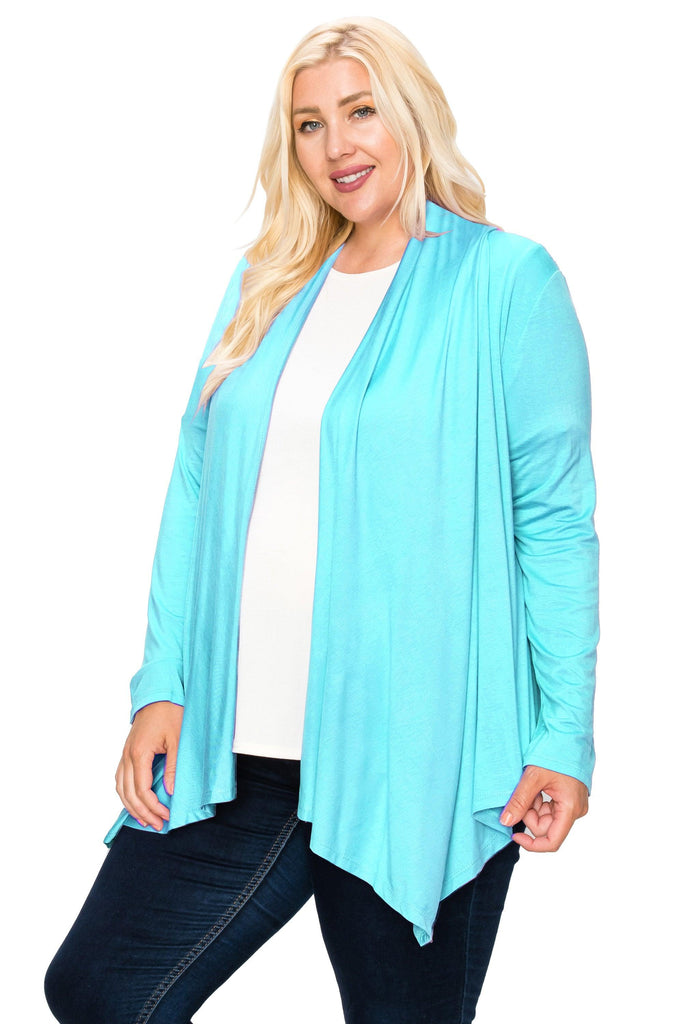 Women's Plus Size Casual Long Sleeve Drape Open Front Cardigan FashionJOA