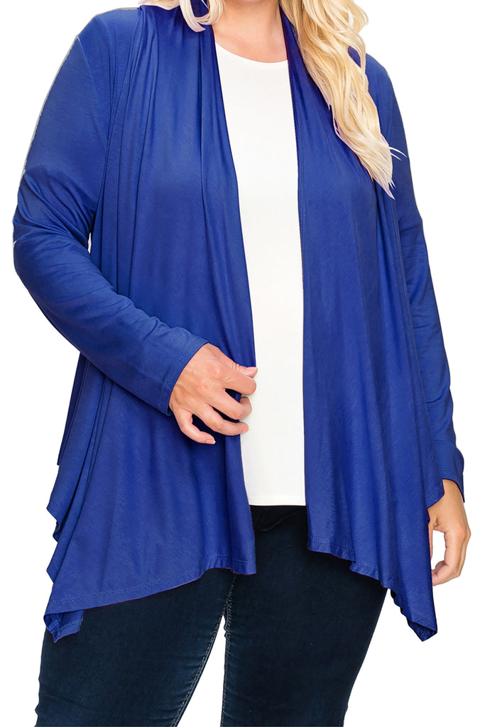 Women's Plus Size Casual Long Sleeve Drape Open Front Cardigan FashionJOA