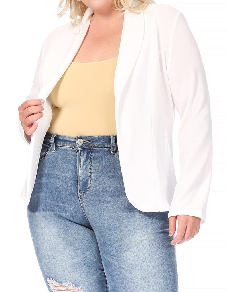 Women's Plus Size Casual Long Sleeve Fitted Solid Open Blazer Jacket FashionJOA