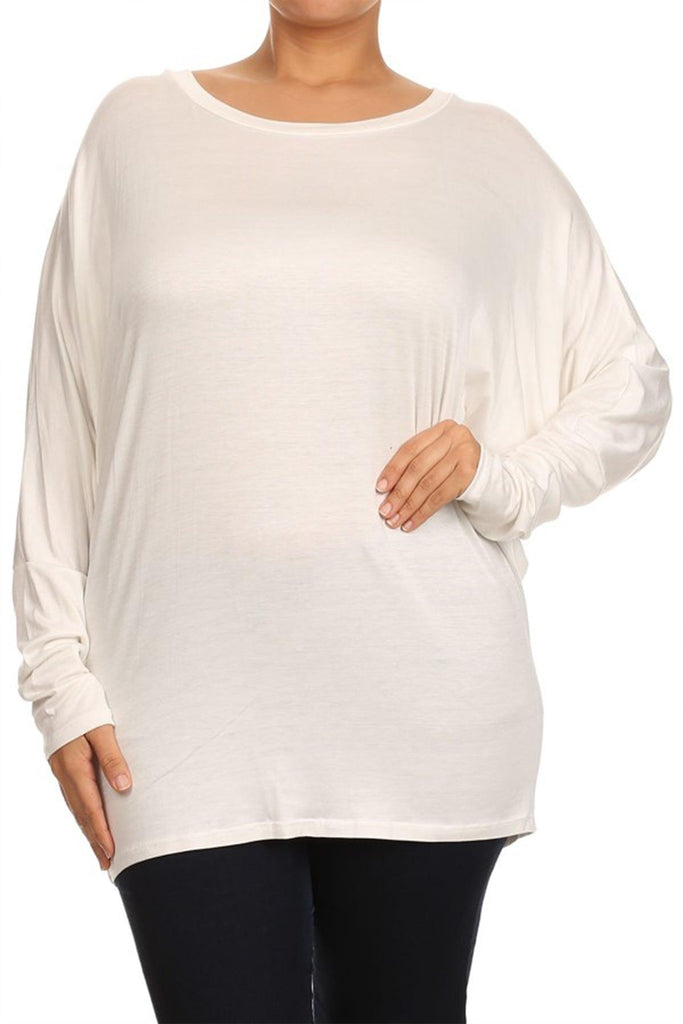 Women's Plus Size Casual Solid Jersey Knit Dolman Tunic Top Made in USA FashionJOA
