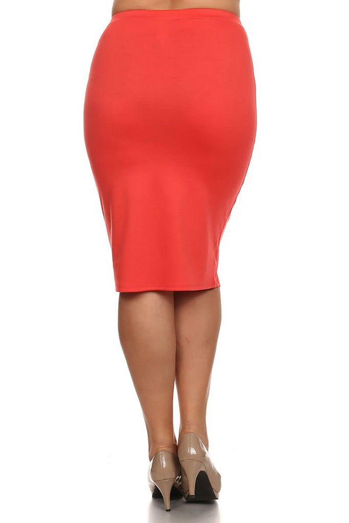 Women's Plus Size Casual Solid Pencil Midi Skirt FashionJOA