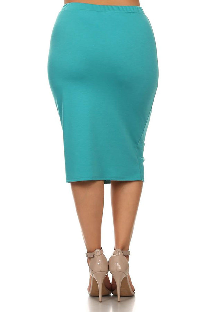 Women's Plus Size Casual Solid Pencil Midi Skirt FashionJOA